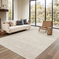 Vintage Striped Non Slip Washable Area Rug(Beige)