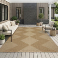 Modern Geometric UV-resistant Indoor / Outdoor Area Rug in Brown/Beige