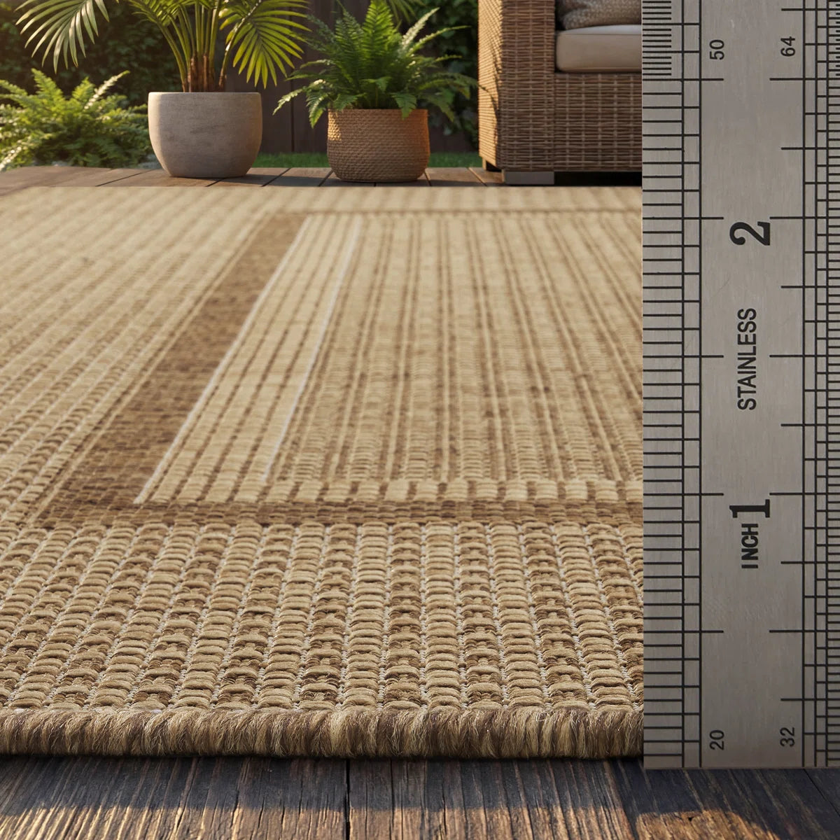 UV-resistant Geometric Beige/Brown Indoor/Outdoor Area Rug