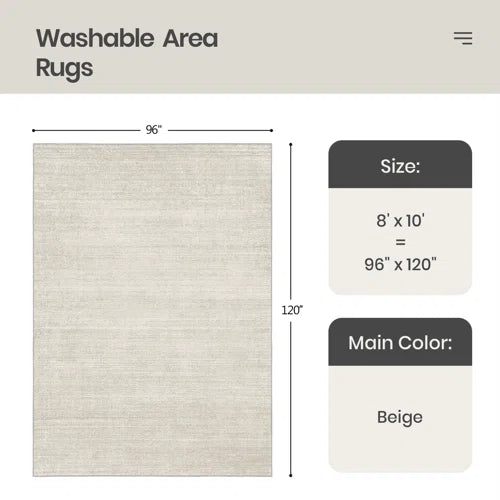 Vintage Striped Non Slip Washable Area Rug(Beige)