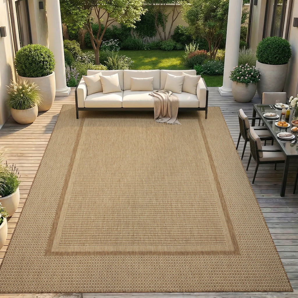 UV-resistant Geometric Beige/Brown Indoor/Outdoor Area Rug